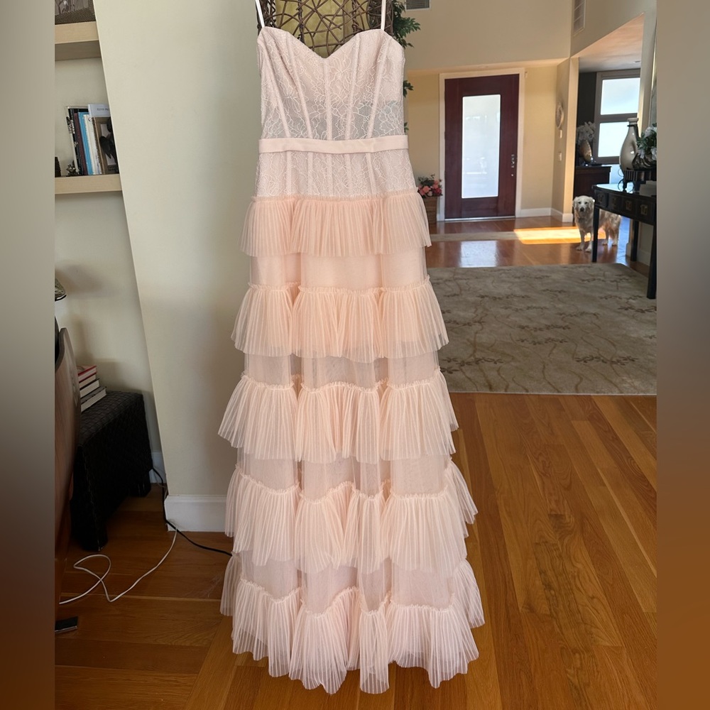 BCBG MAXARIA Oly Womens Ruffled Corset Evening Dress